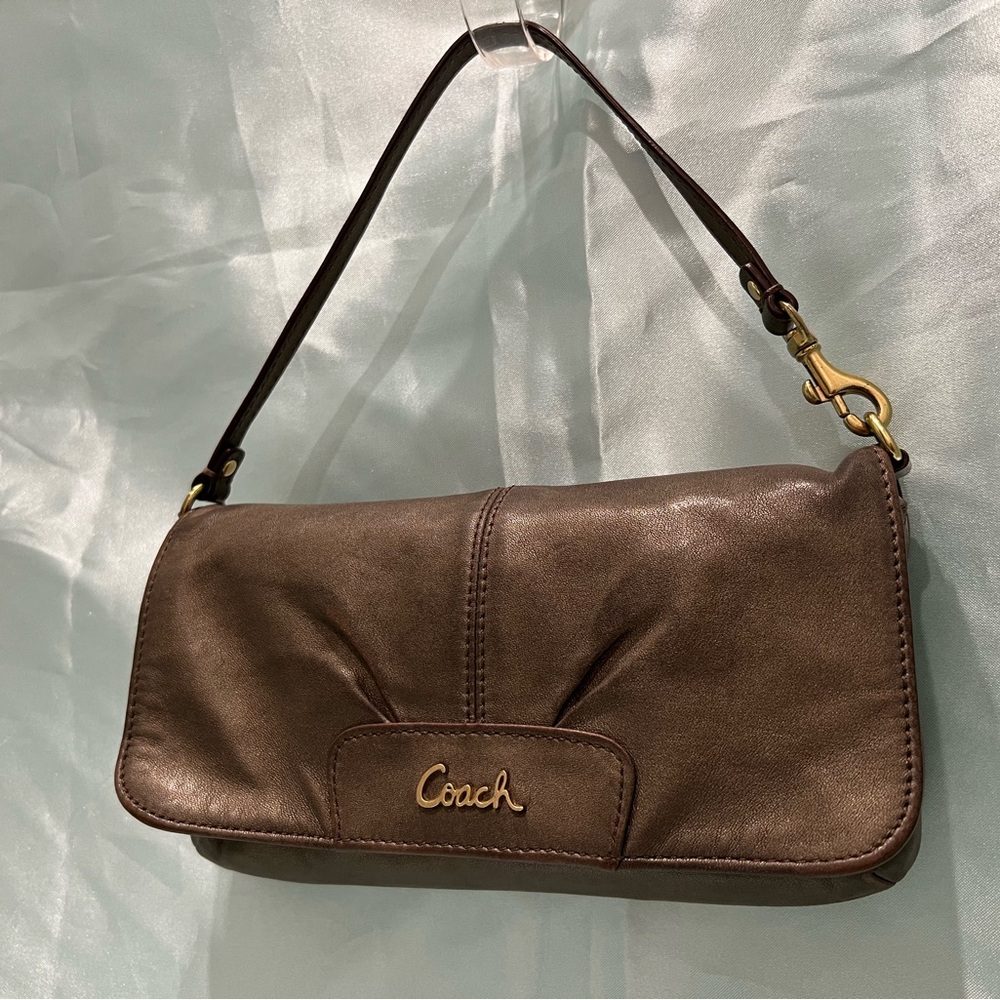 COACH - Leather Wallet/Wristlet Dark Brown Shimmer Color.
